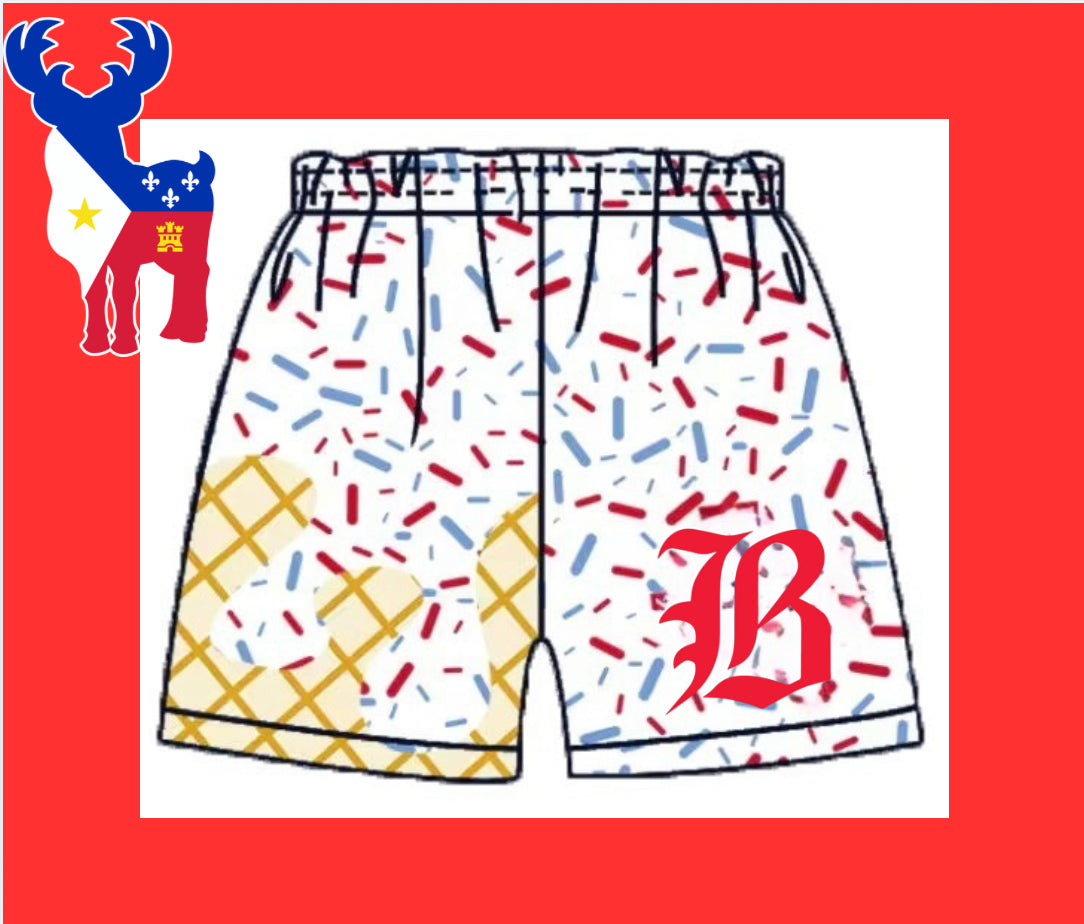 Youth white Bucks drip shorts