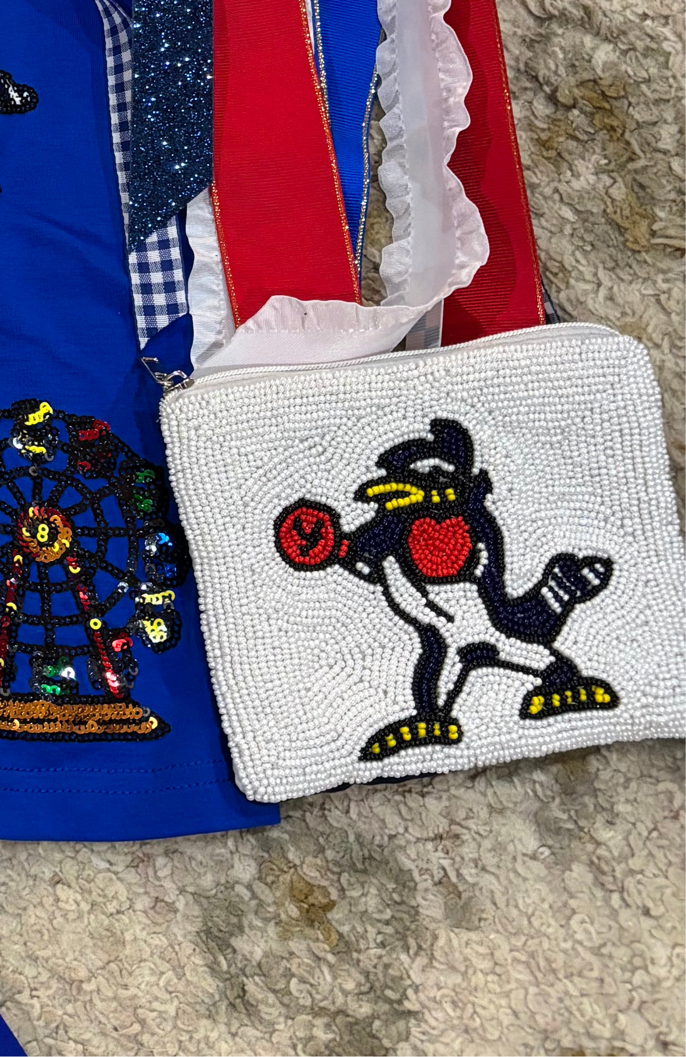 Blue Jay beaded coin purse