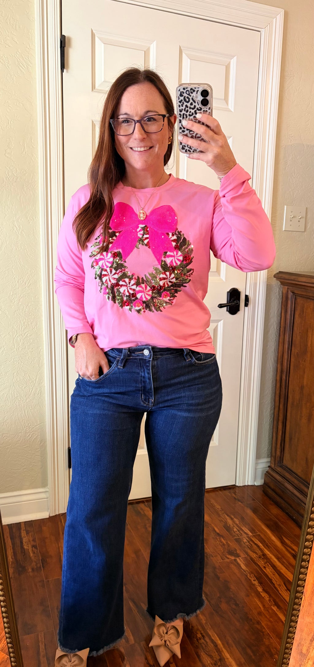 Pink Peppermint Wreath Tee