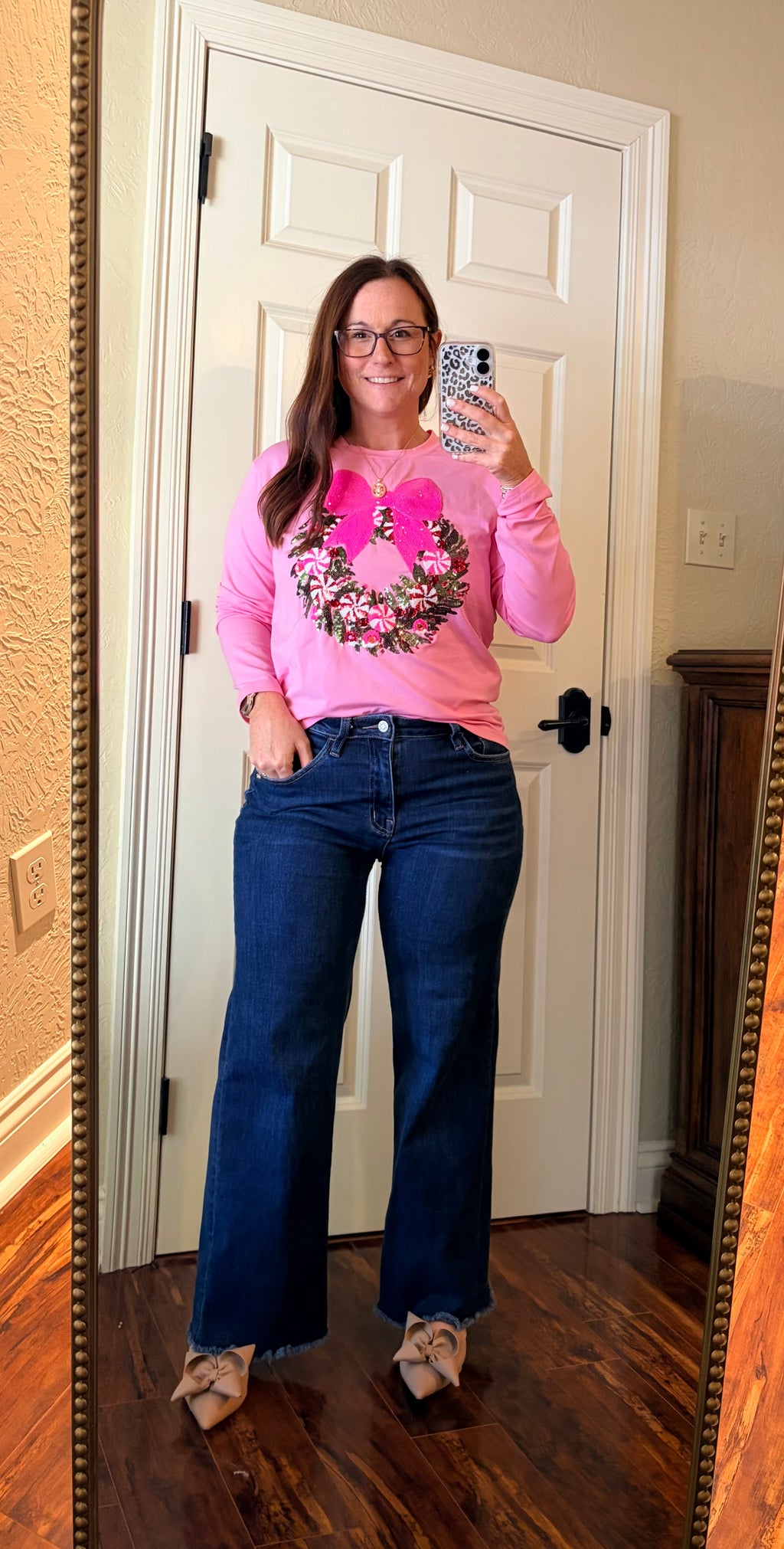 Pink Peppermint Wreath Tee