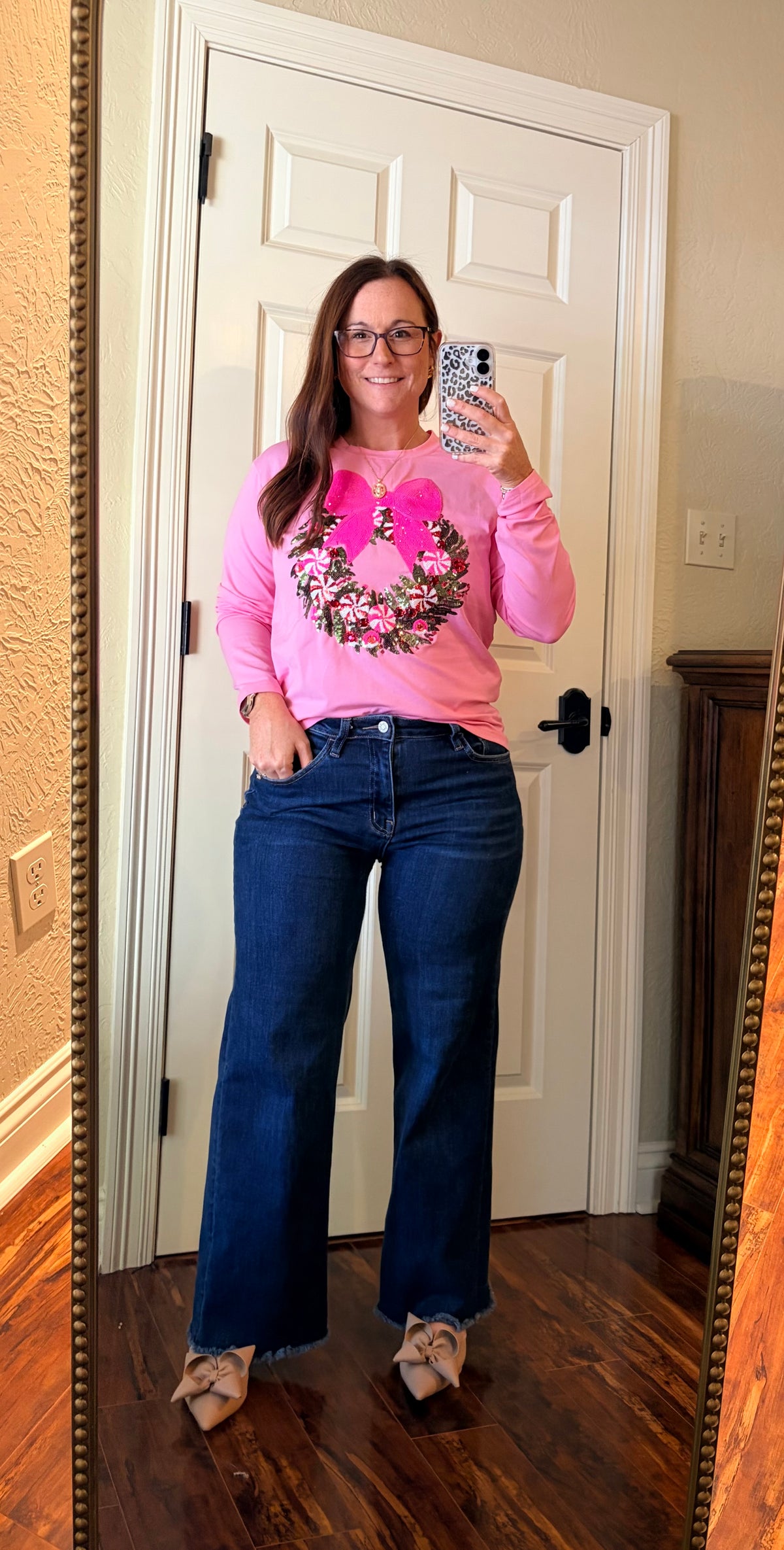 Pink Peppermint Wreath Tee