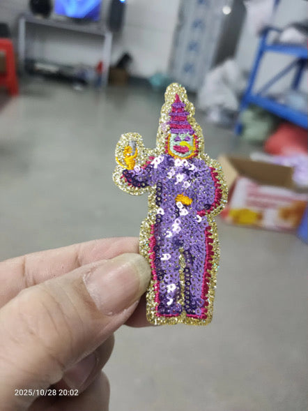 Custom Mardi Gras man iron on 3” patch