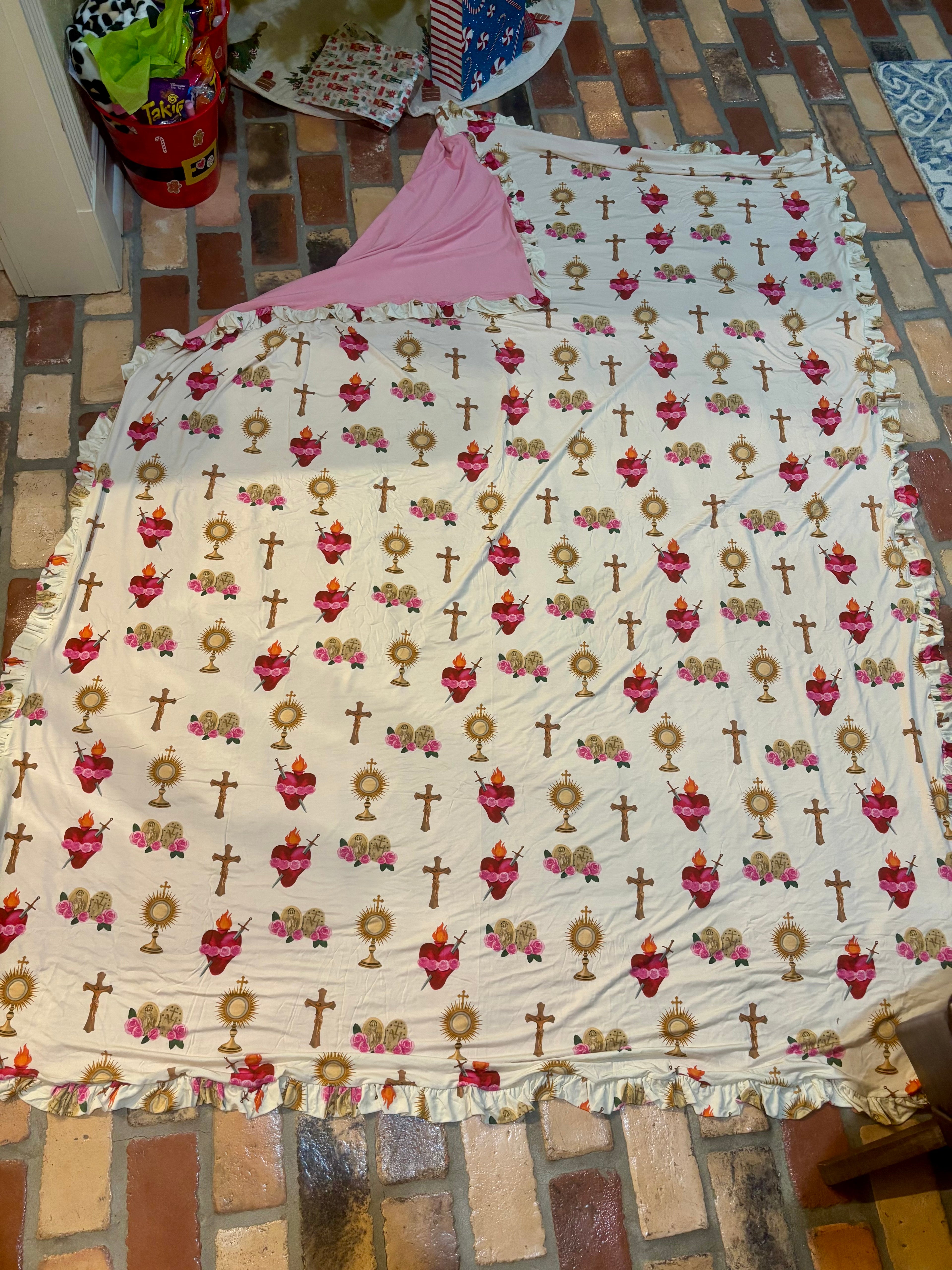 Catholic collage bamboo blanket