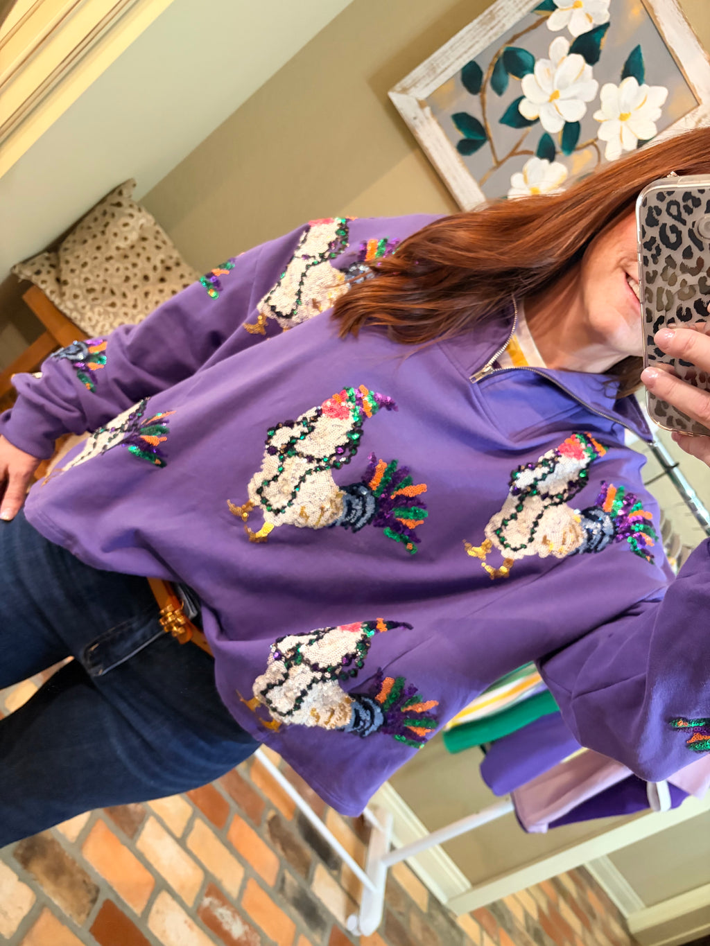 Fancy chicken 1/2 zip Pullover (pre-order)