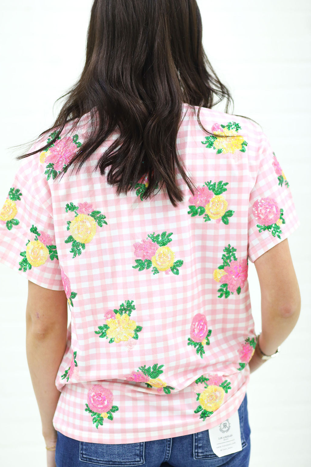 Adult Bunny in Bloom gingham Tee
