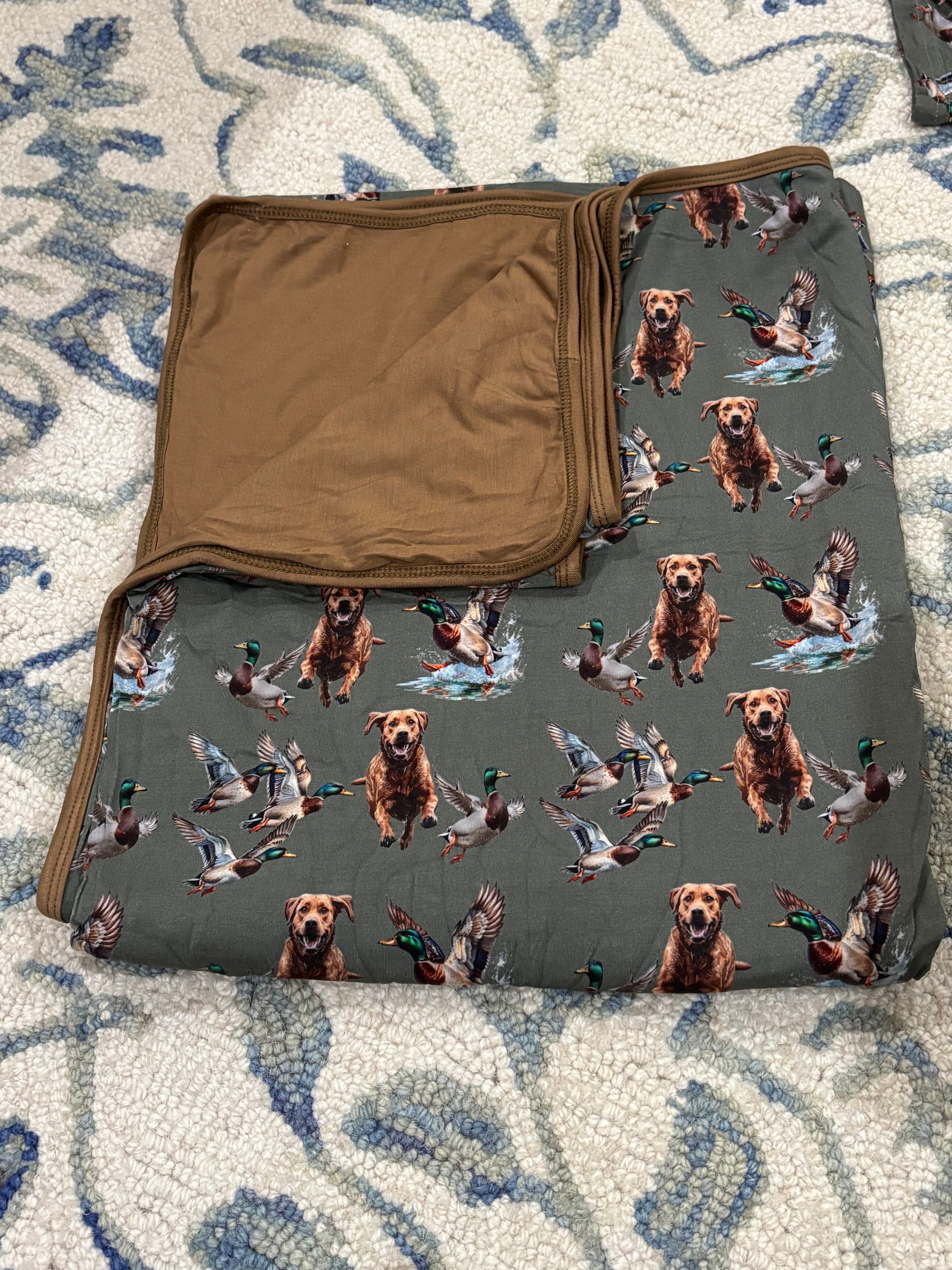 Boys bamboo double sided duck blanket