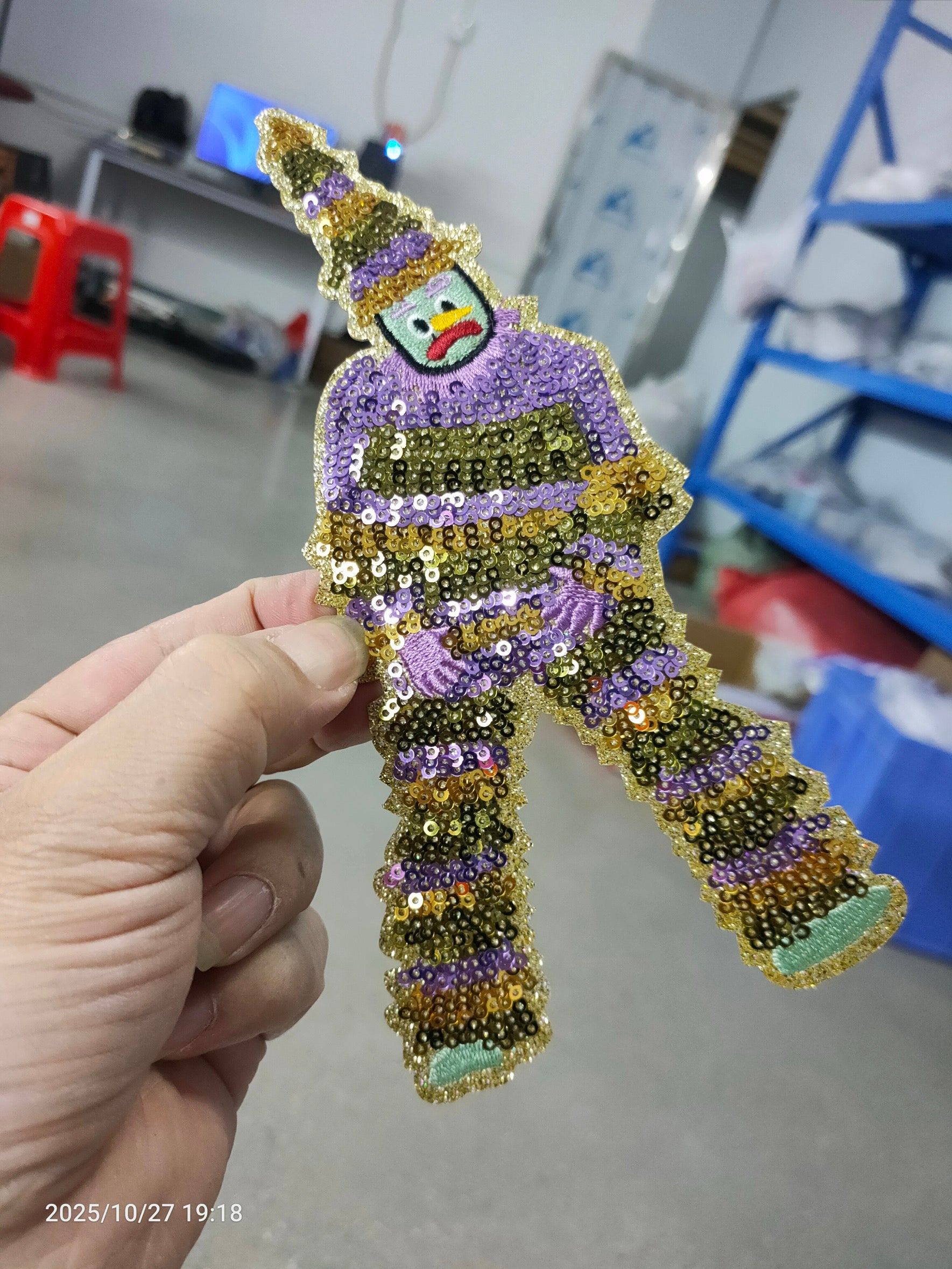 8” Sequins Mardi Gras man iron on patch