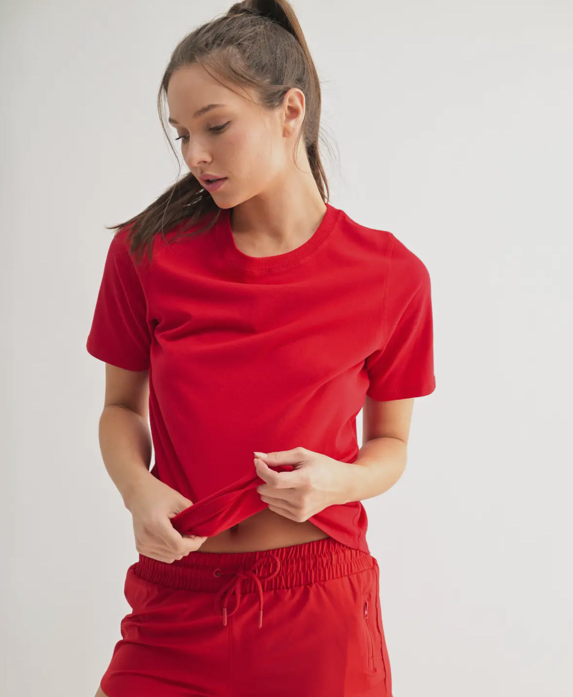 Cherry red basic tee shirt