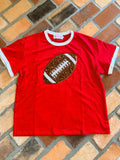 Red jeweled football tee