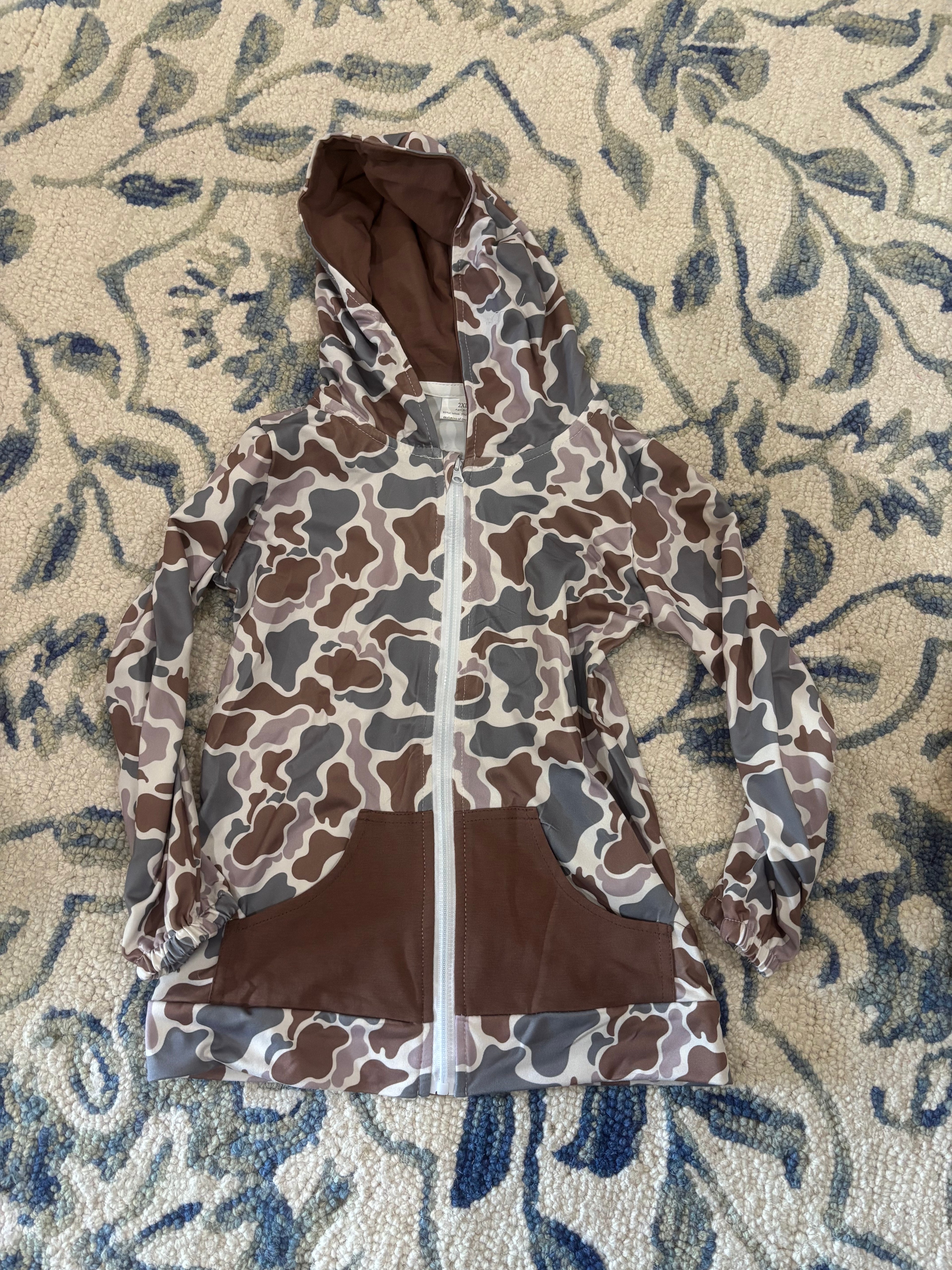 Camo full zip hoodie jacket