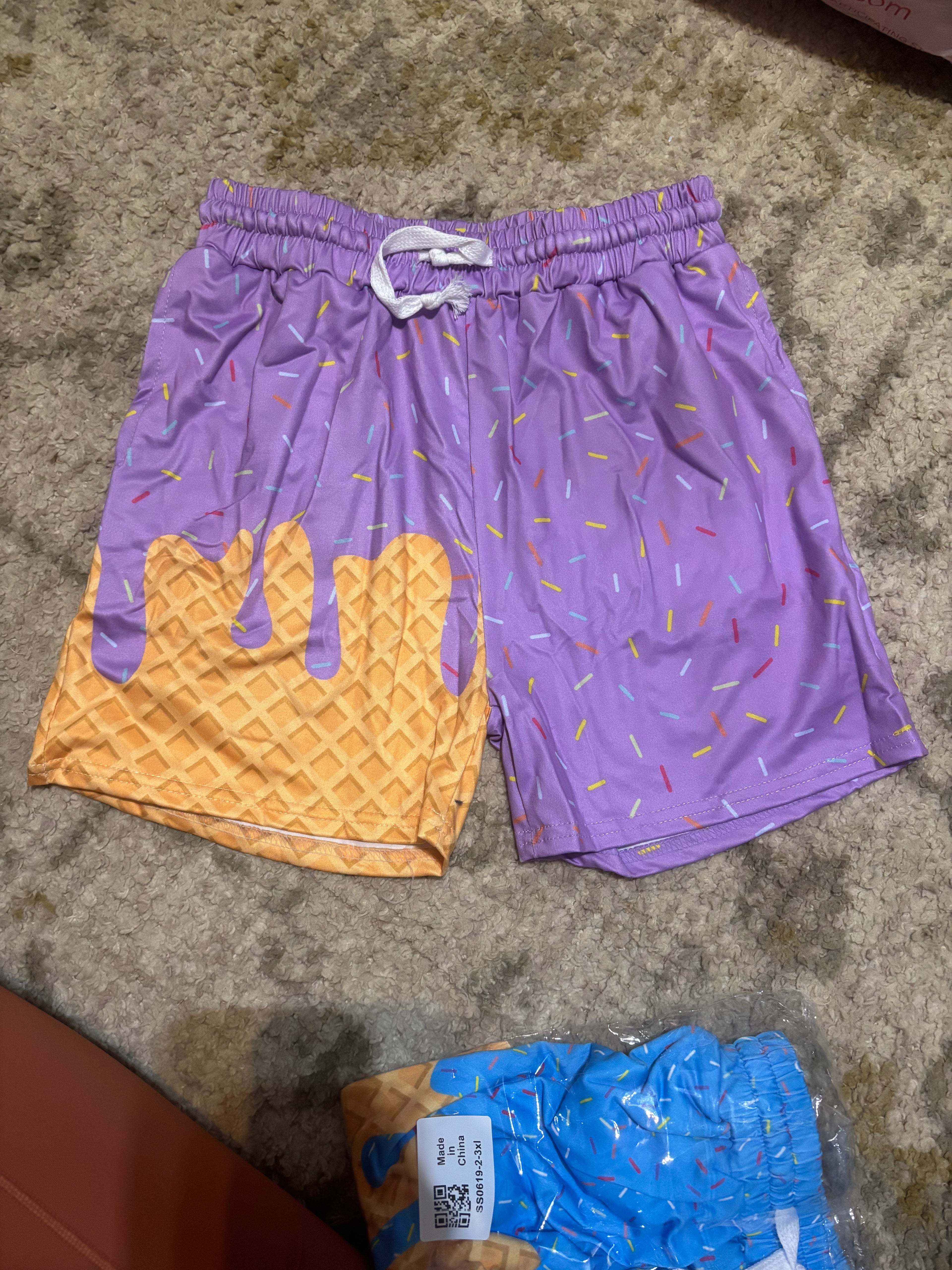 Purple ice cream drip shorts
