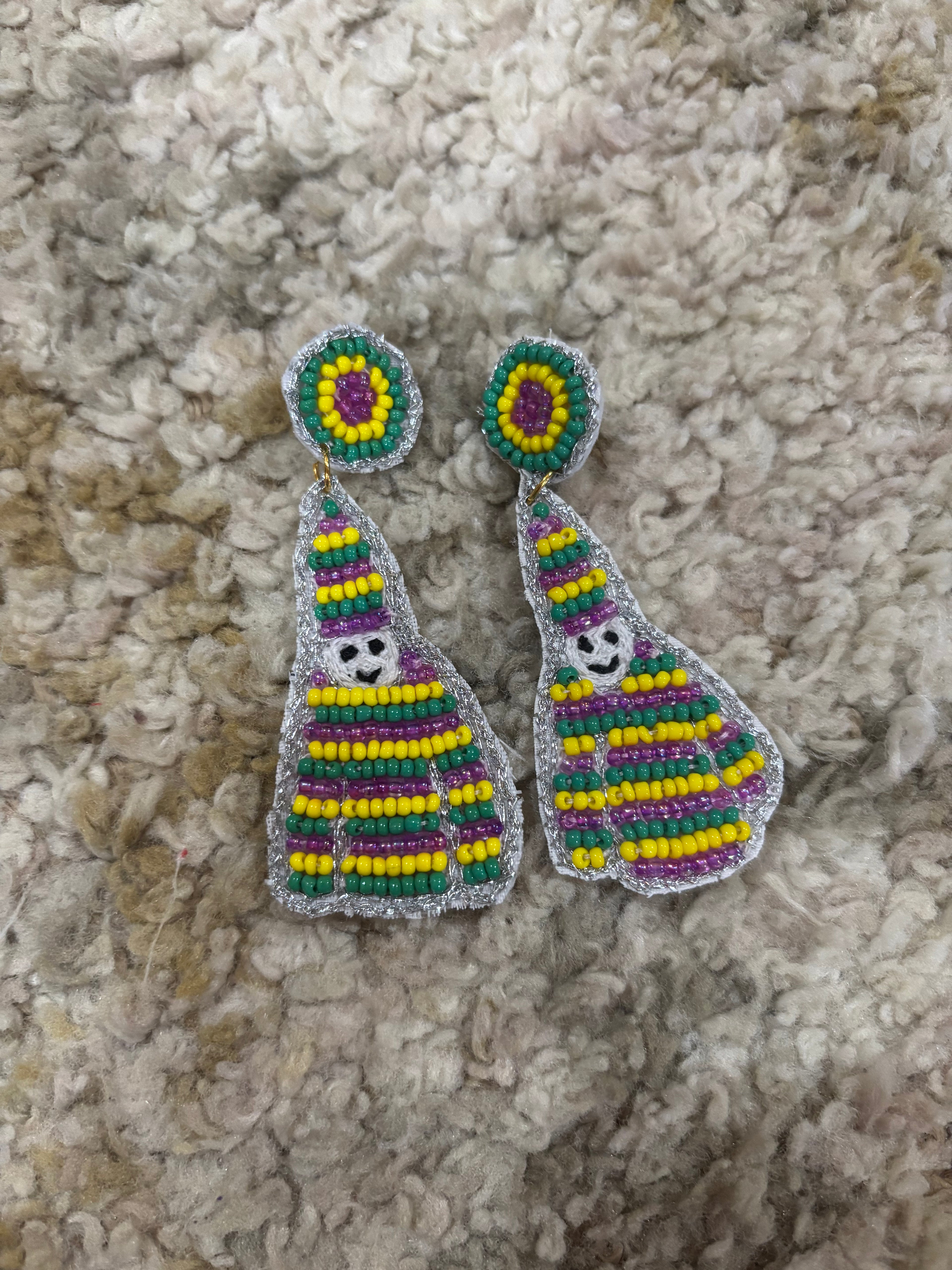 Mardi Gras man earrings