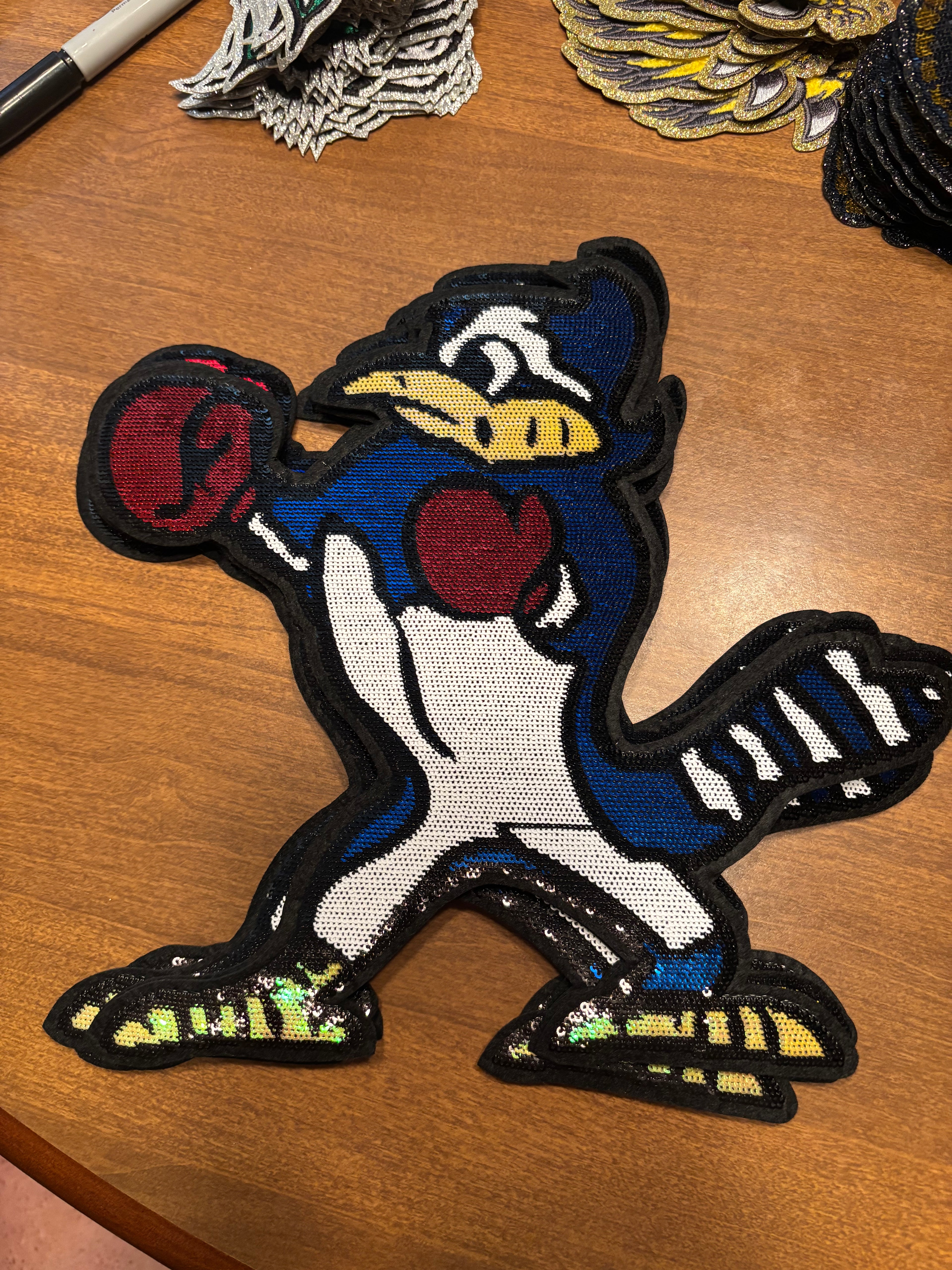 9” Blue Jay sequins patch